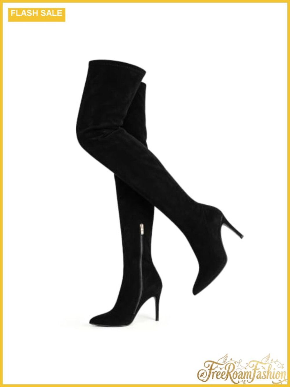 Faux Suede Over the Knee Boots Pointed Toe Stiletto Heel